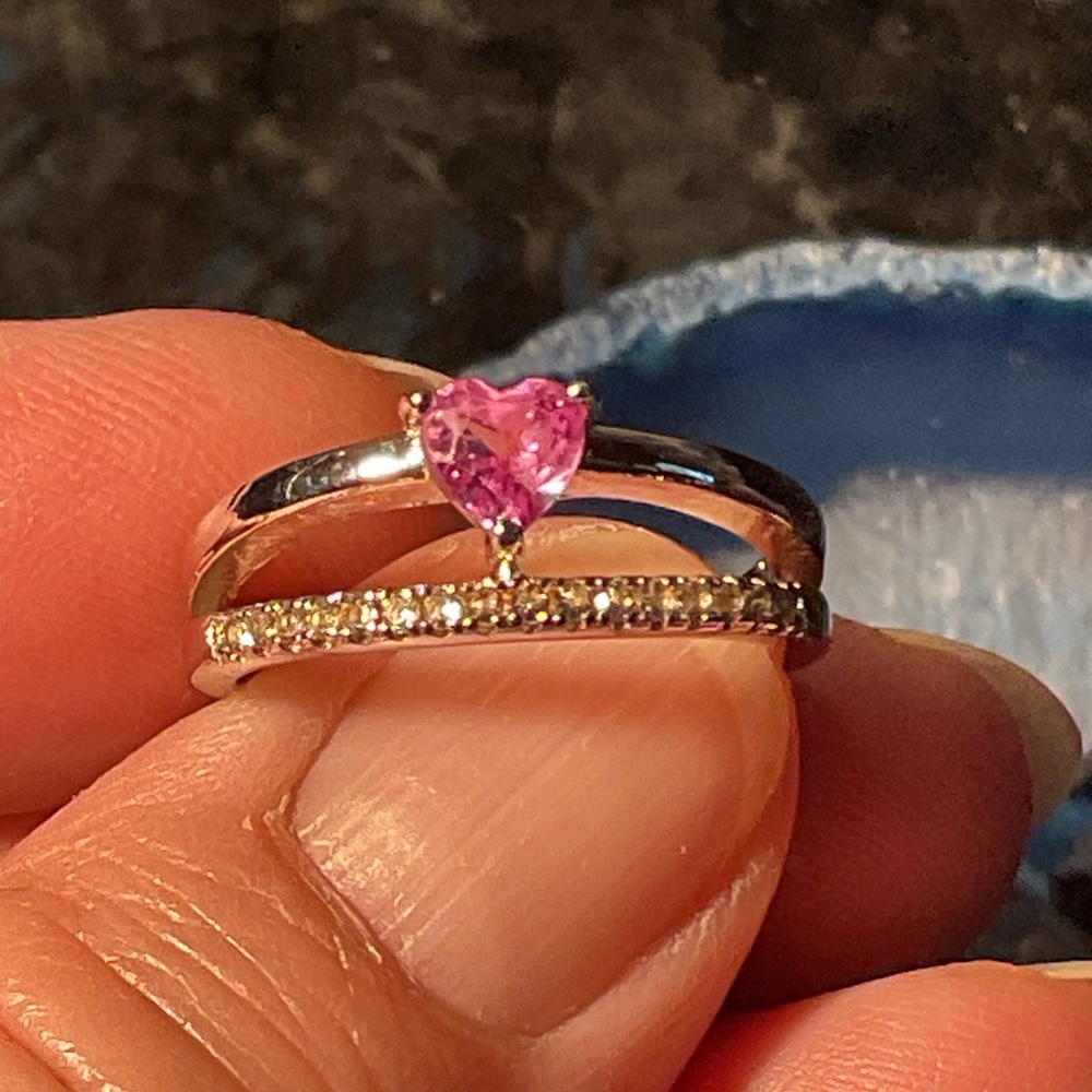Pink Heart Ruby .925 Silver Ring - Picture 2 of 8